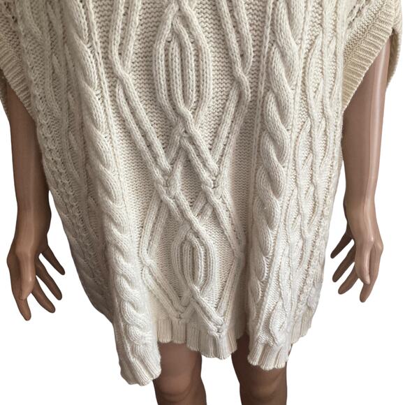 AnnTaylor Sweater Womens Medium Cable Knit Beige Extra Fine Merino Wool - Picture 6 of 9